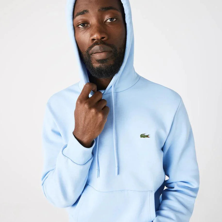 Sweat à capuche Lacoste bleu en coton bio