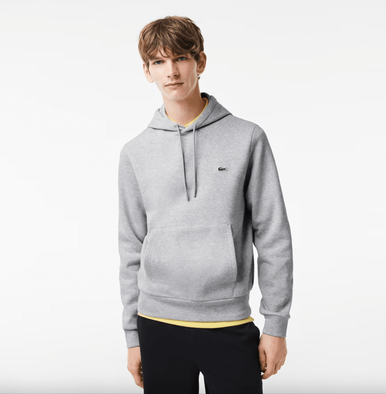 Sweat à capuche Lacoste gris en coton bio