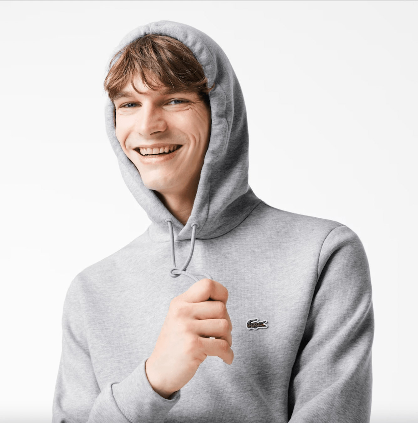 Sweat à capuche Lacoste gris en coton bio