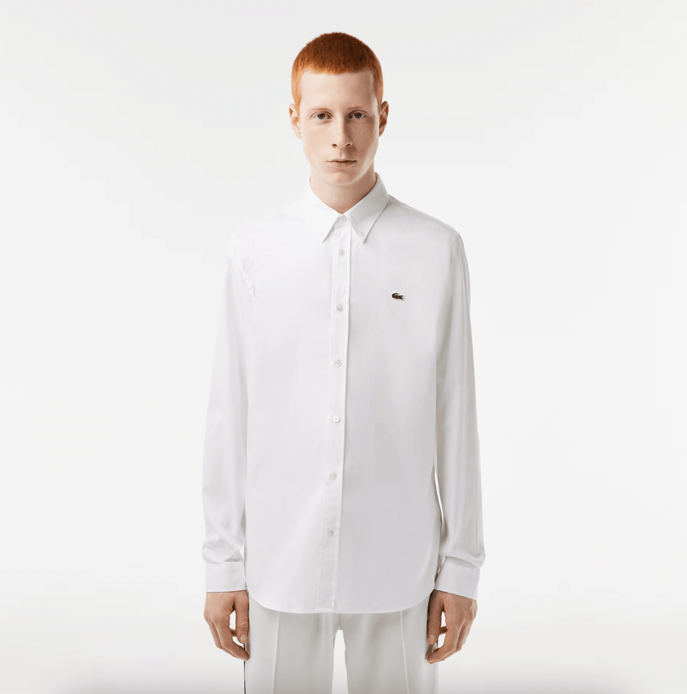 Chemise unie Lacoste ajustée blanche