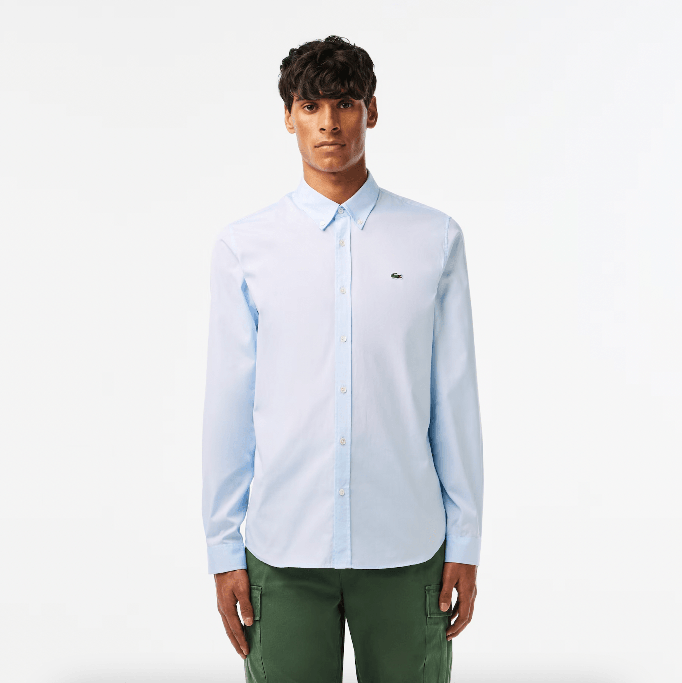 Chemise unie Lacoste ajustée bleu clair