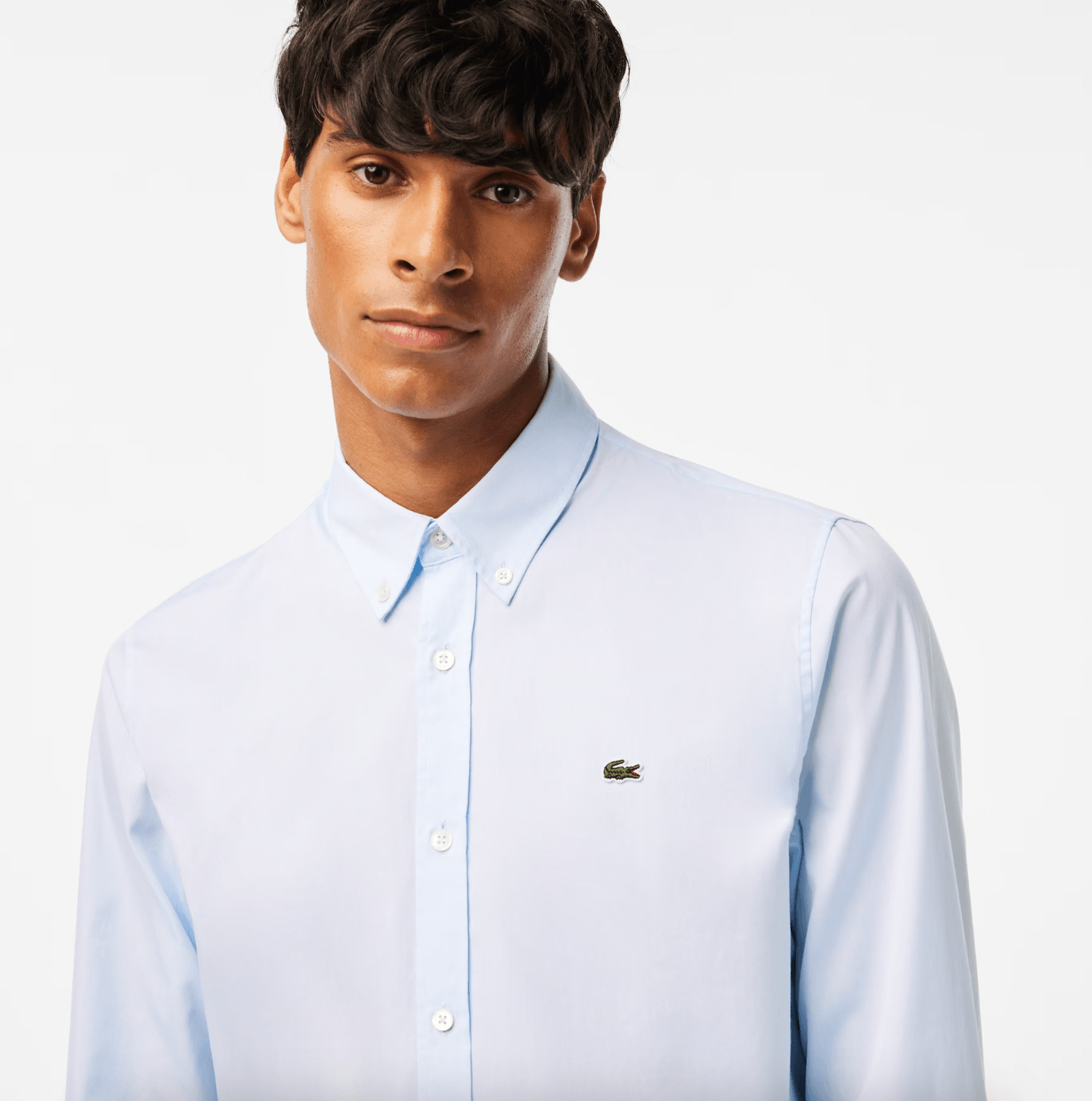 Chemise unie Lacoste ajustée bleu clair