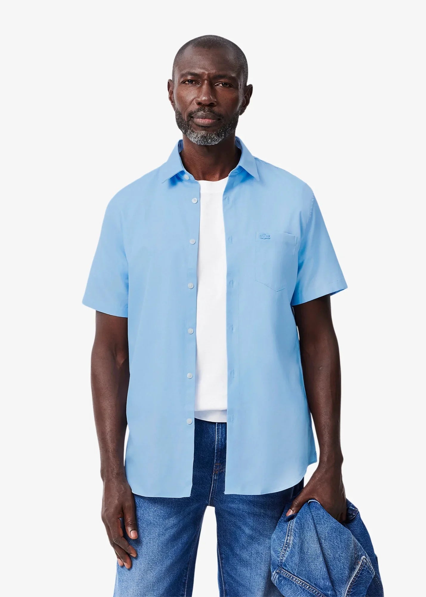 Chemise manches courtes Lacoste bleue ciel