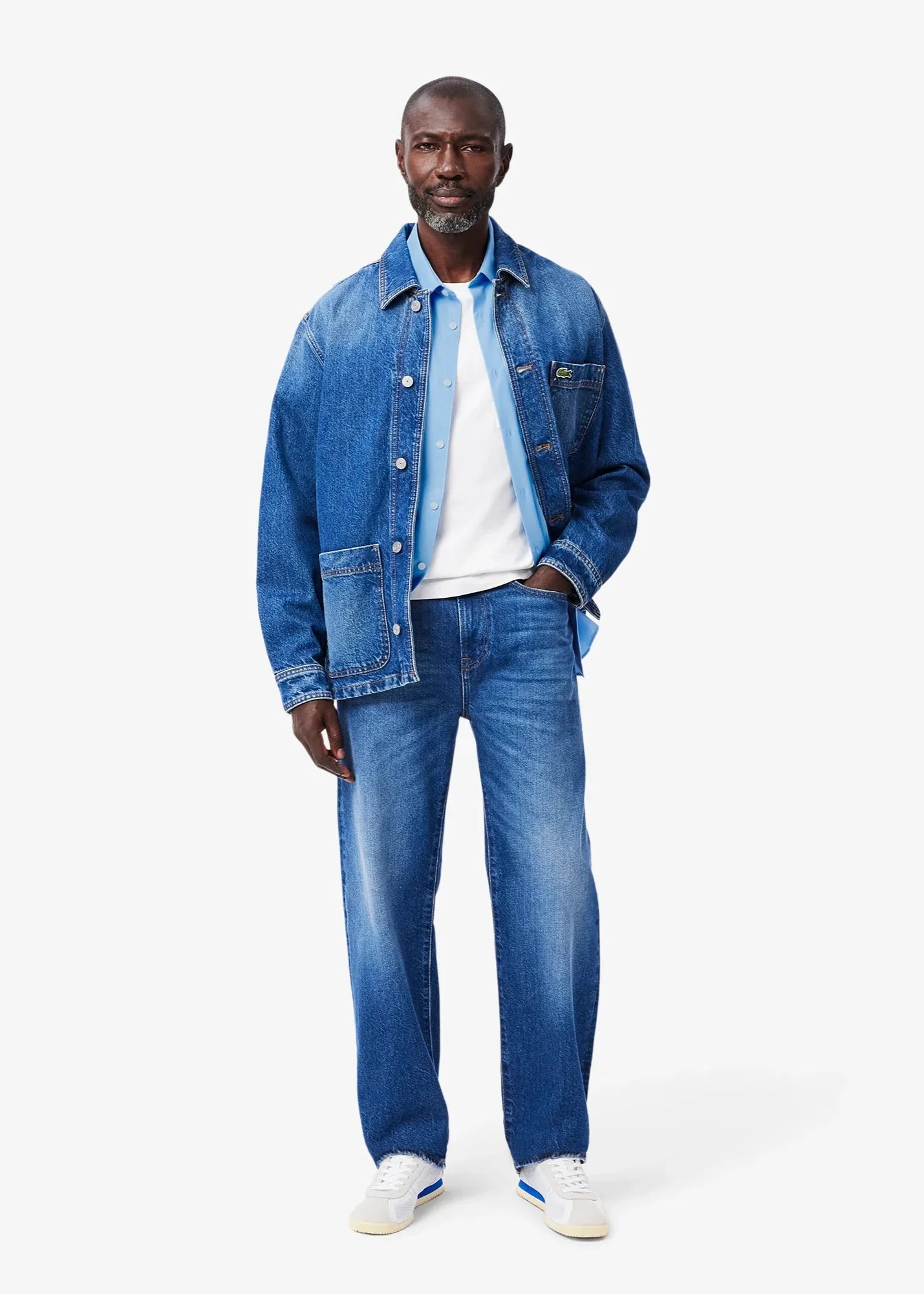 Chemise manches courtes Lacoste bleue ciel