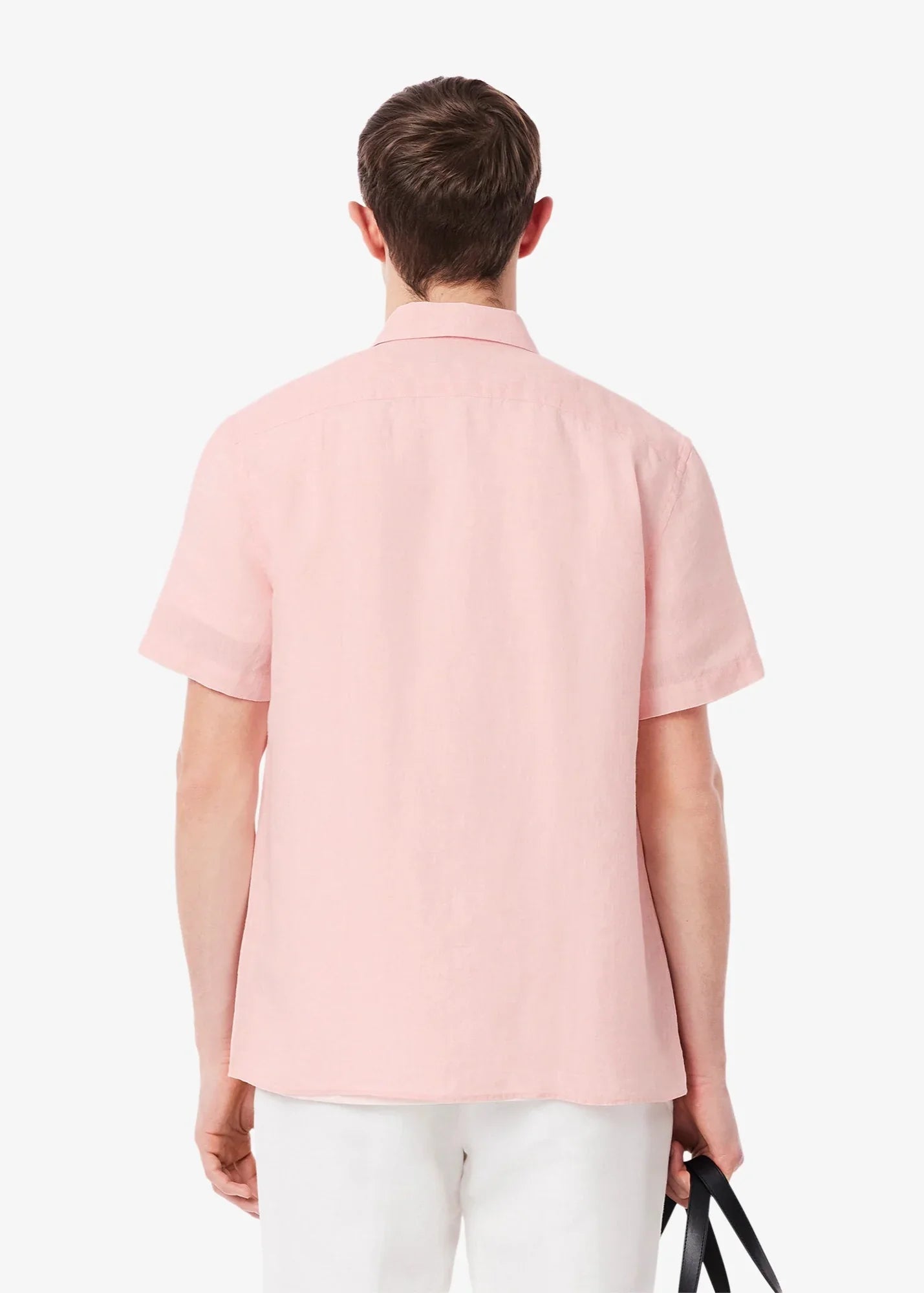 Chemise manches courtes Lacoste rose en lin