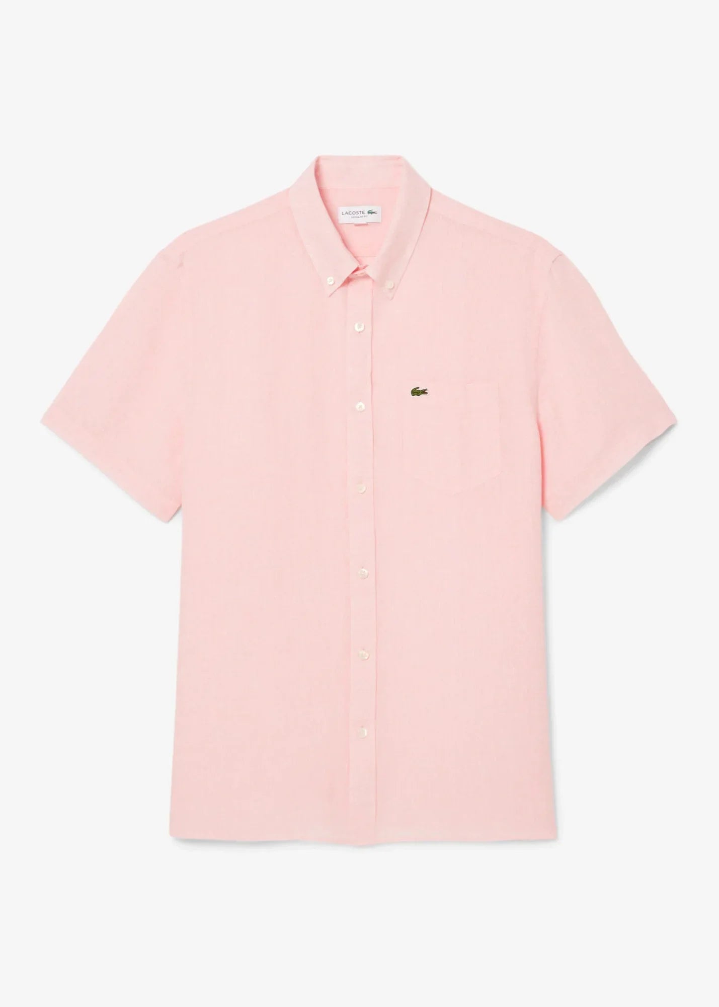 Chemise manches courtes Lacoste rose en lin