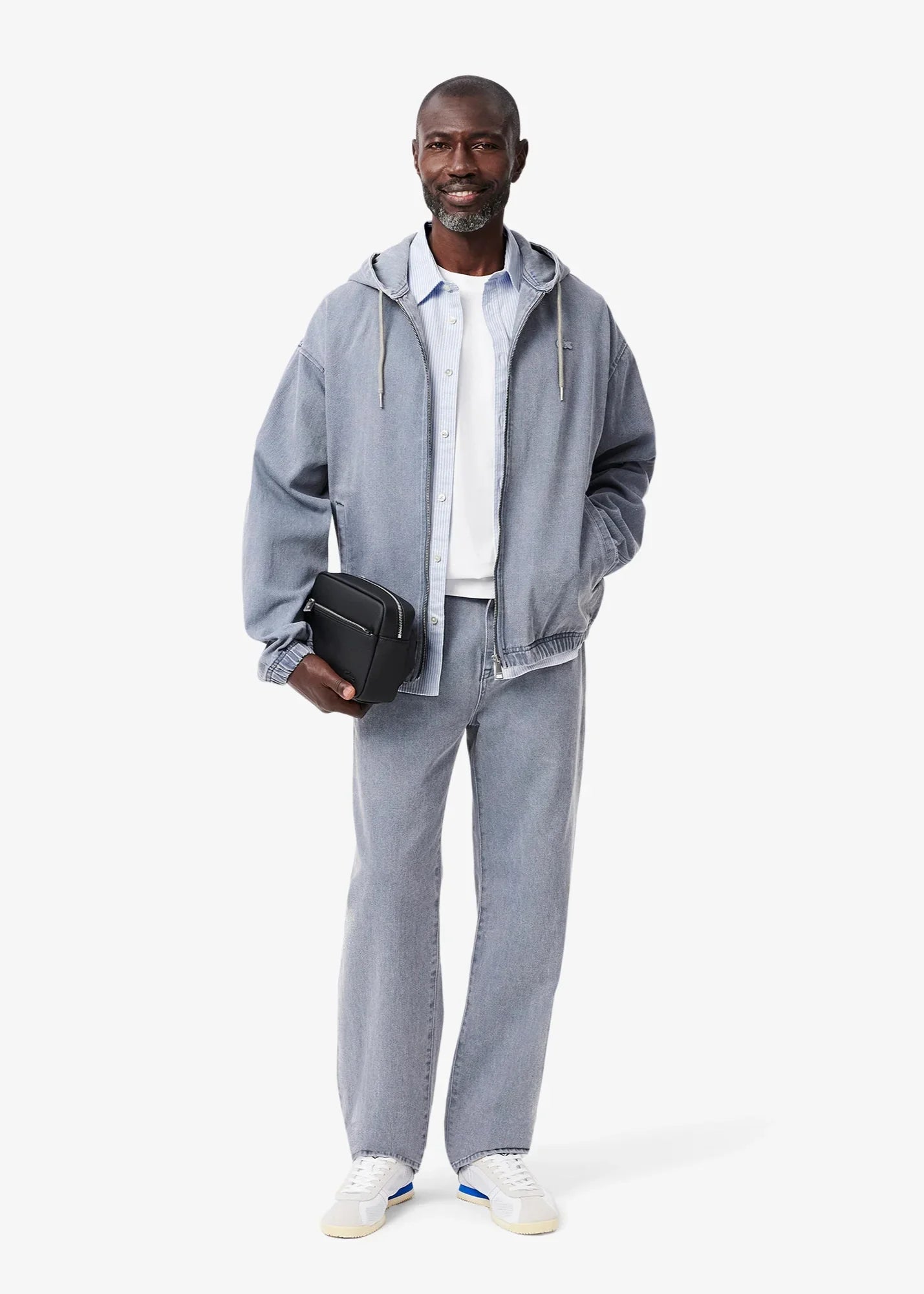 Chemise manches courtes rayée Lacoste bleue