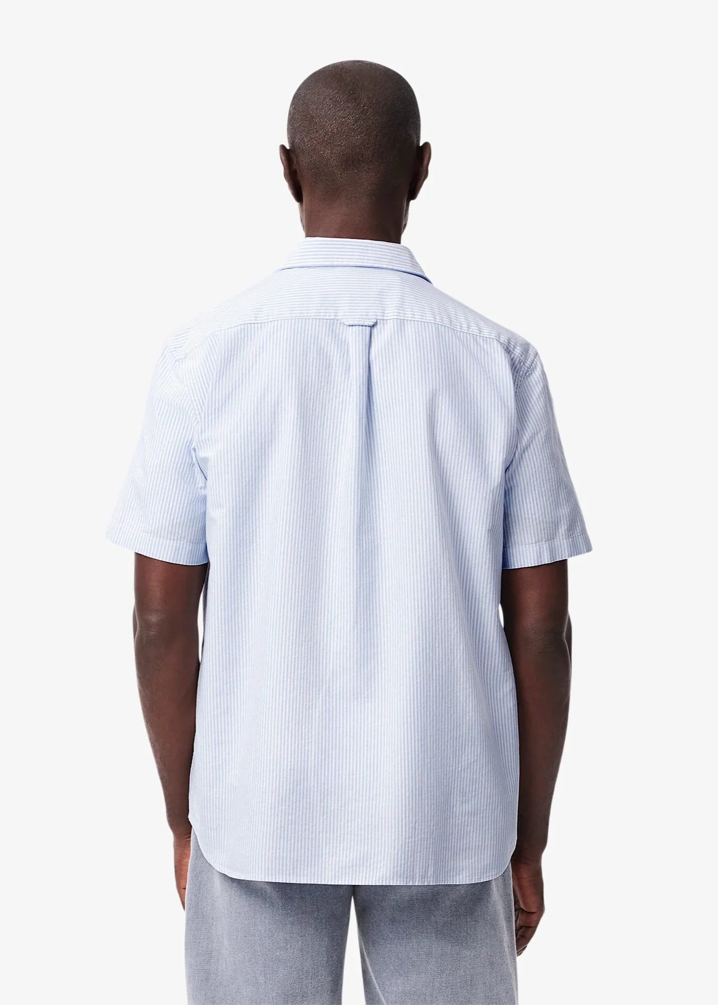 Chemise manches courtes rayée Lacoste bleue
