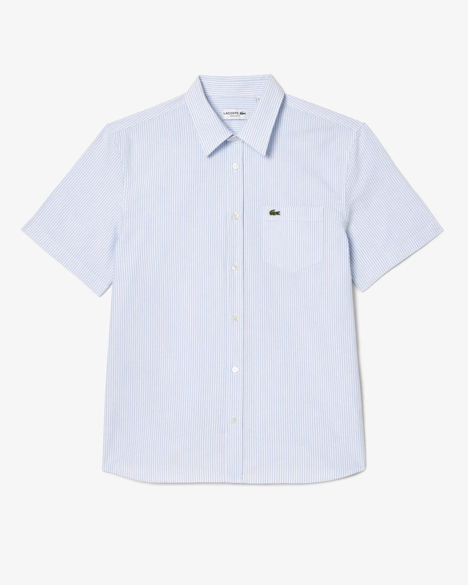 Chemise manches courtes rayée Lacoste bleue