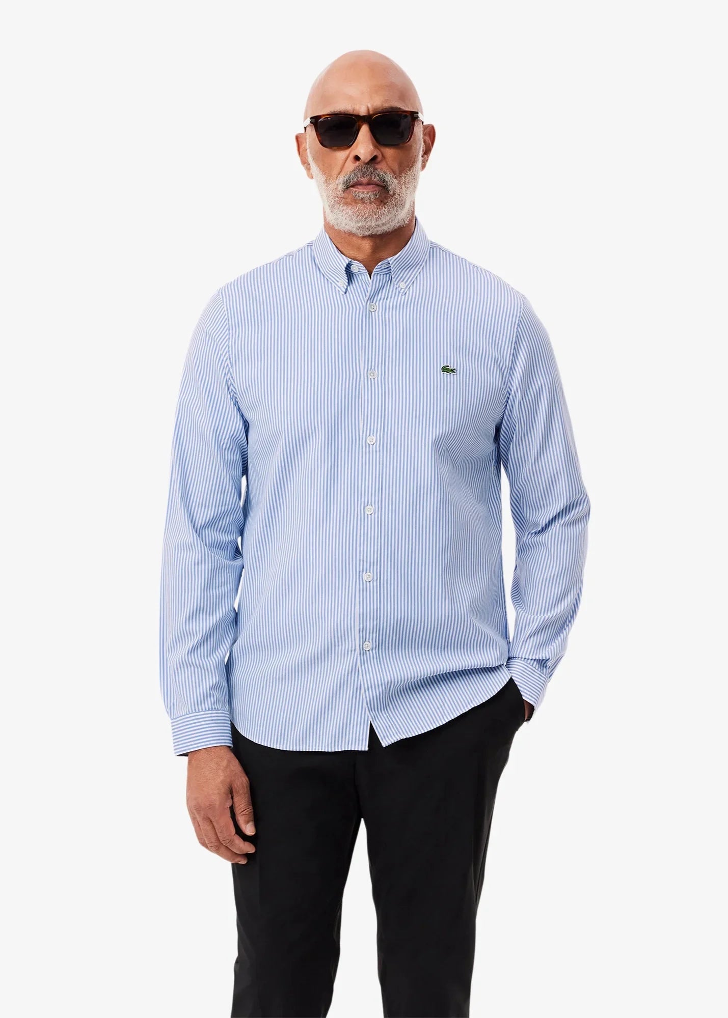 Chemise rayée Lacoste bleue