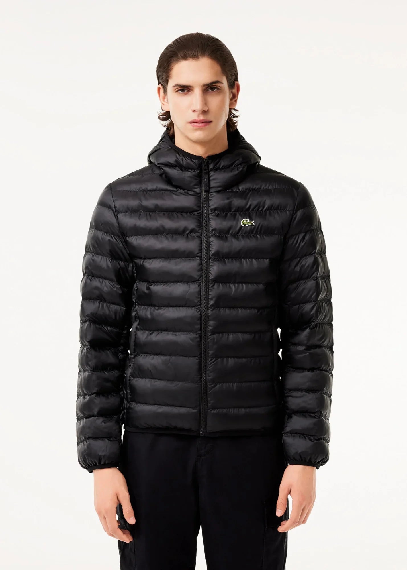 Doudoune à capuche Lacoste noire