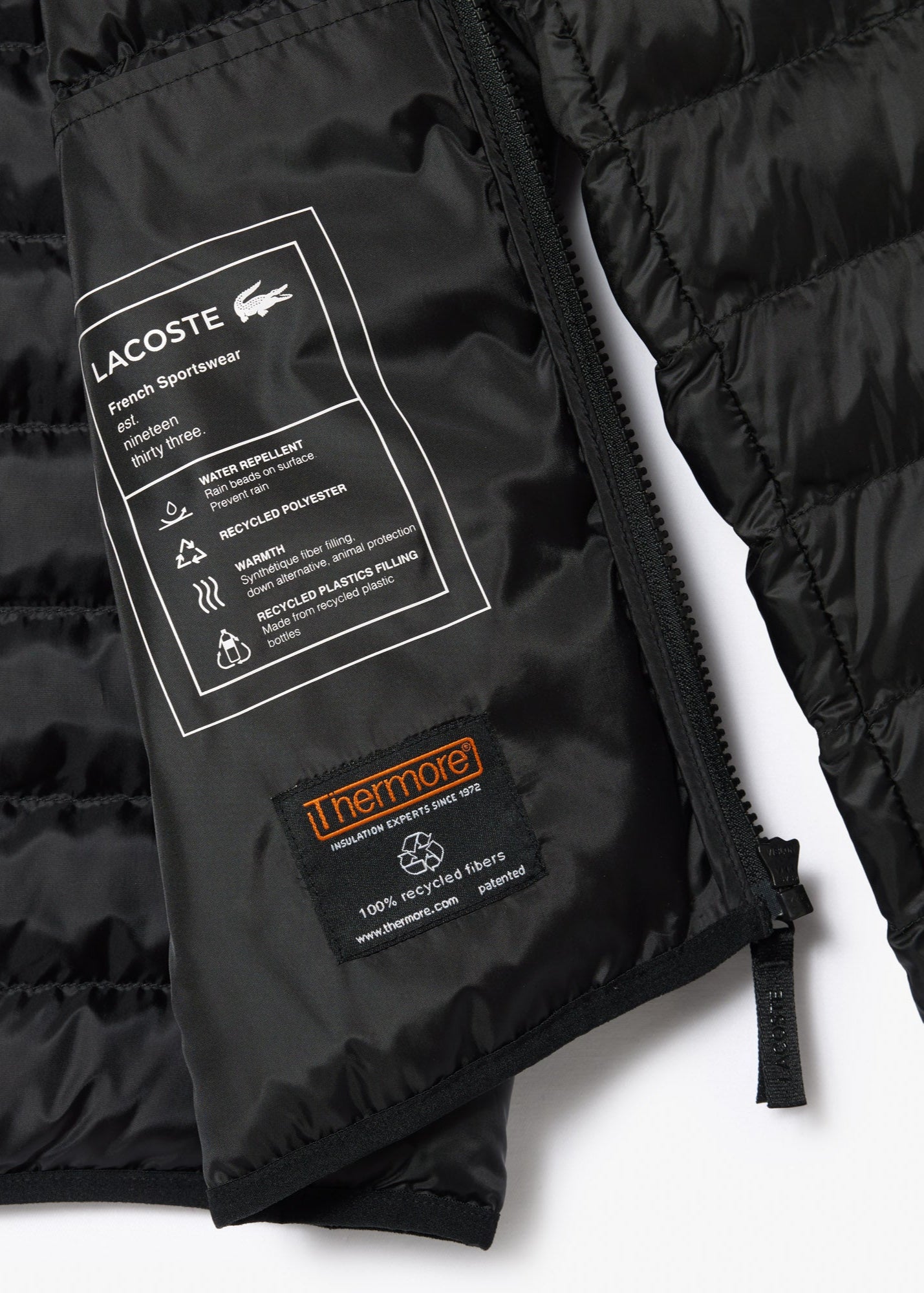 Doudoune à capuche Lacoste noire