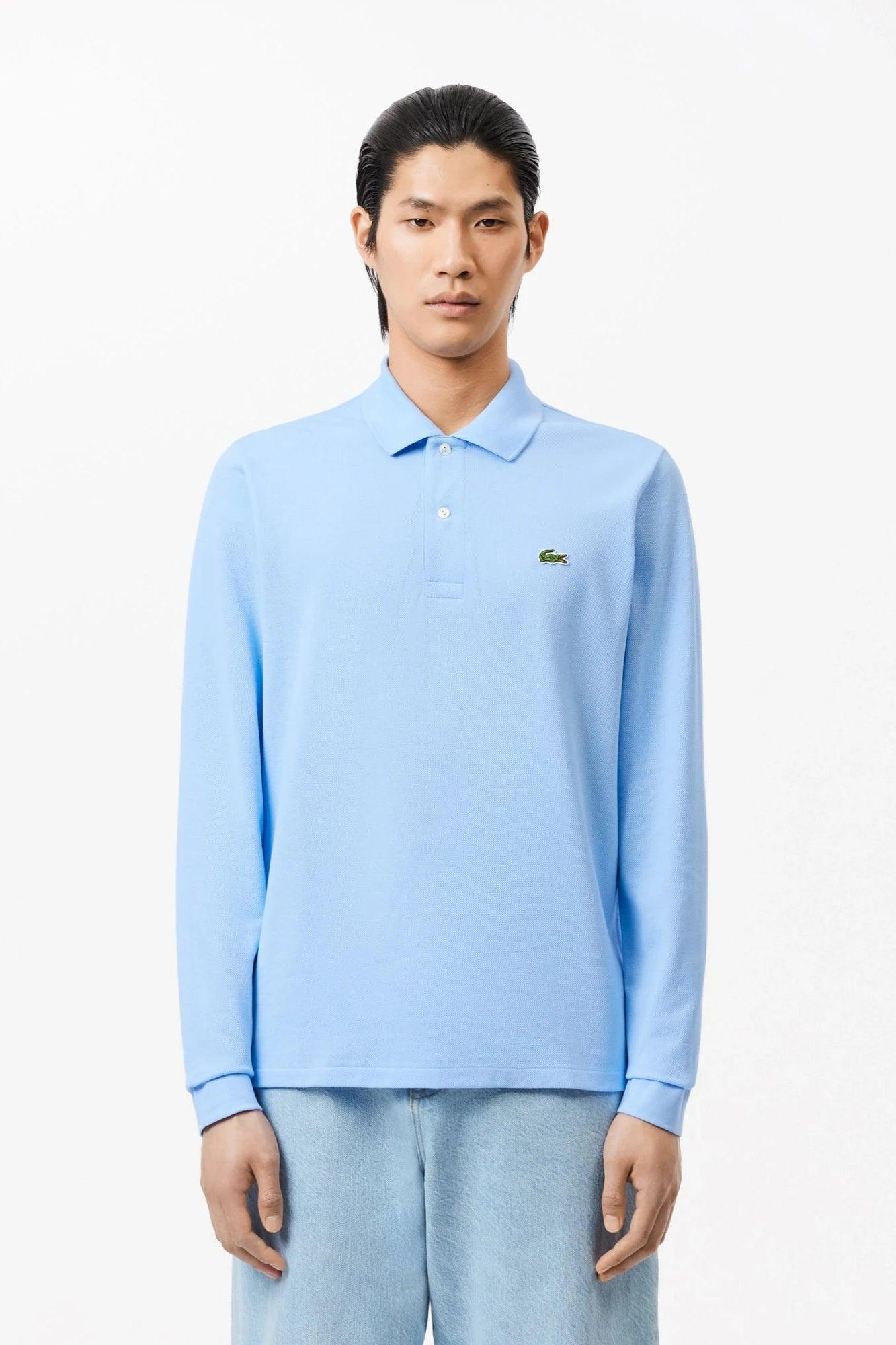 Polo manches longues Lacoste bleu