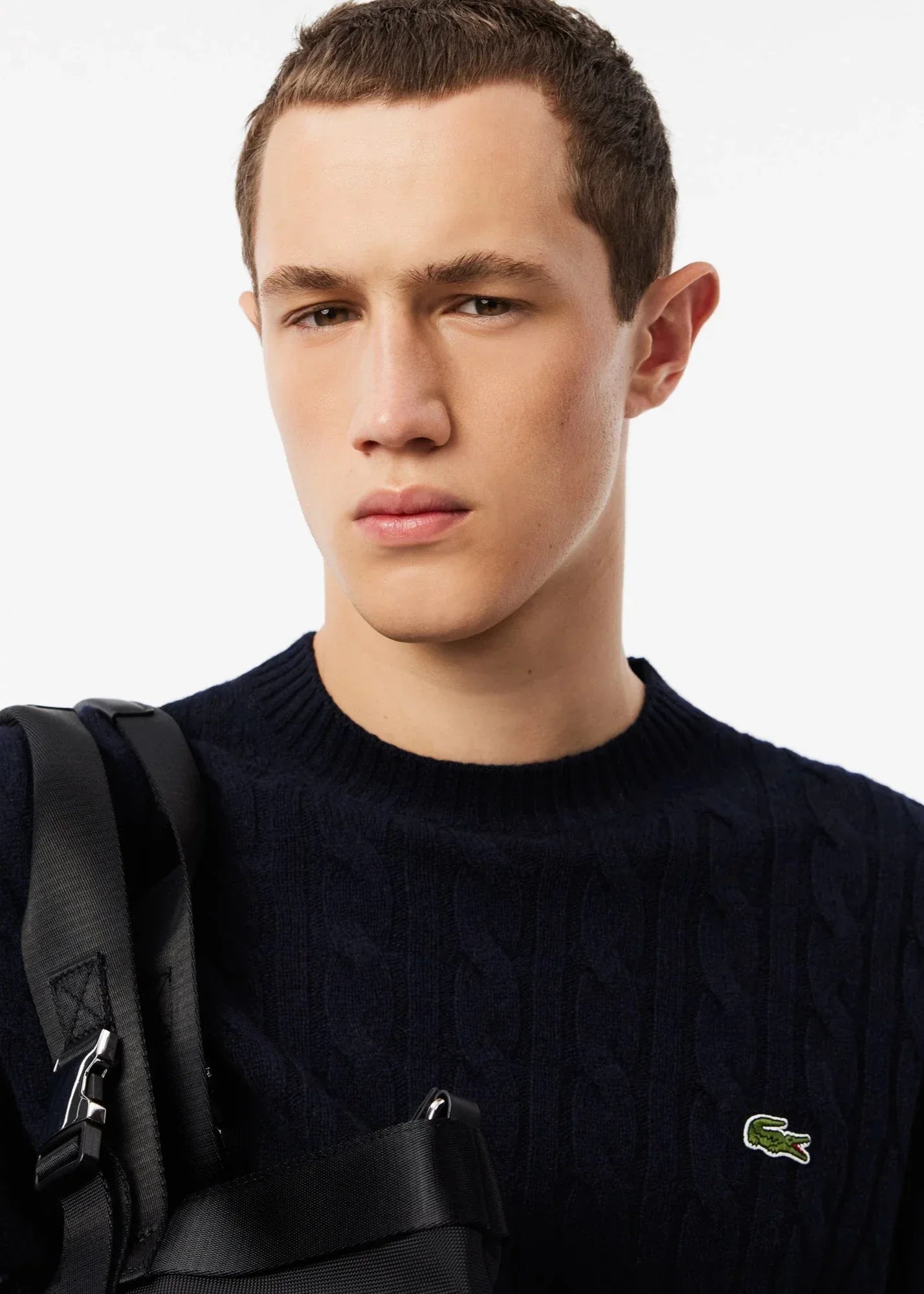 Pull torsadé Lacoste marine en laine