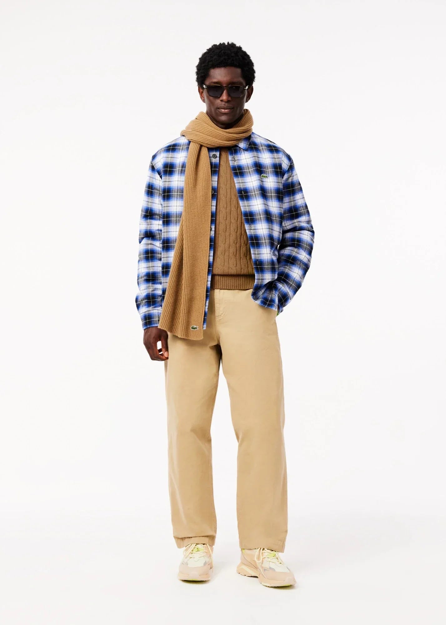 Pull torsadé Lacoste beige en laine