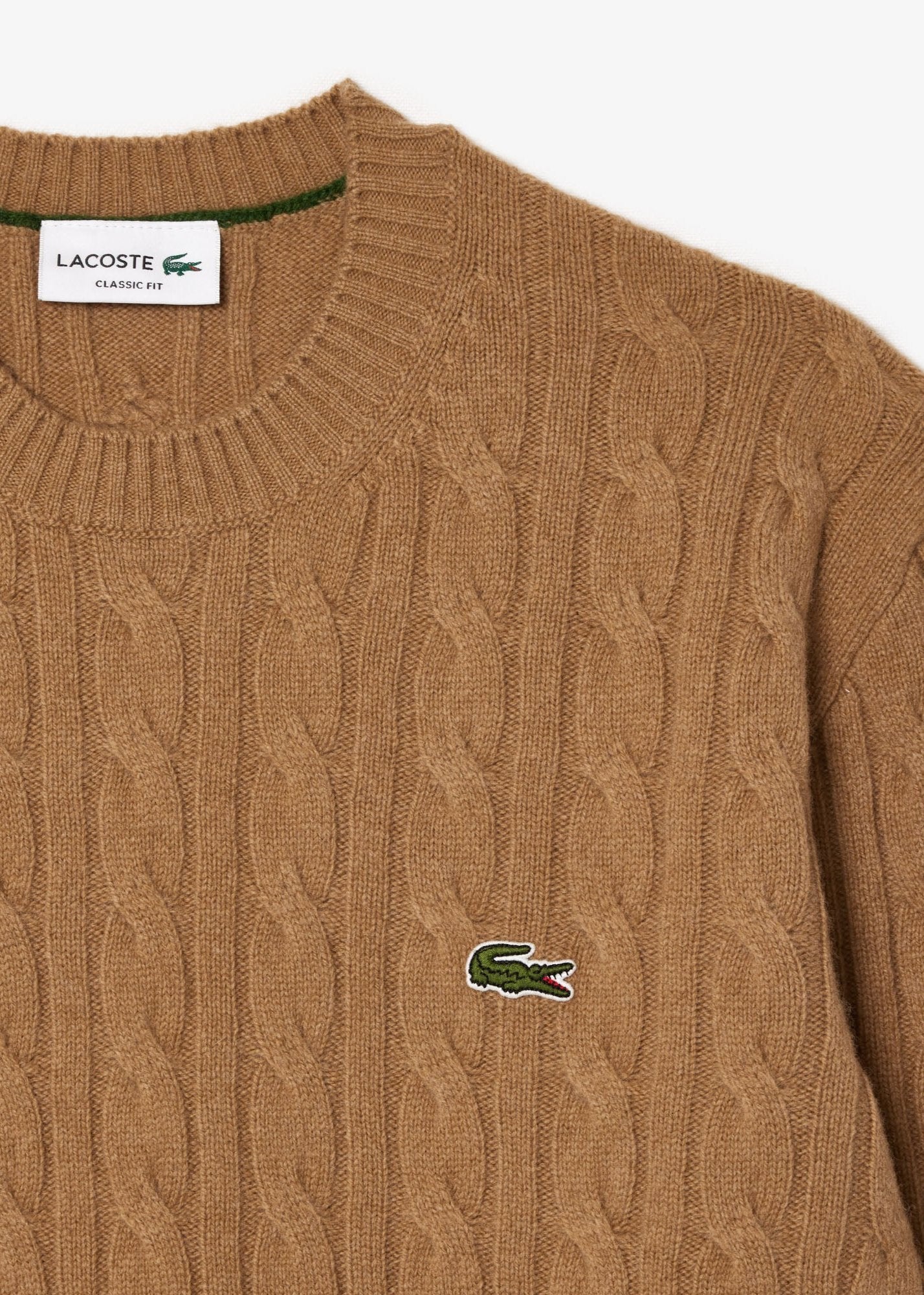 Pull torsadé Lacoste beige en laine