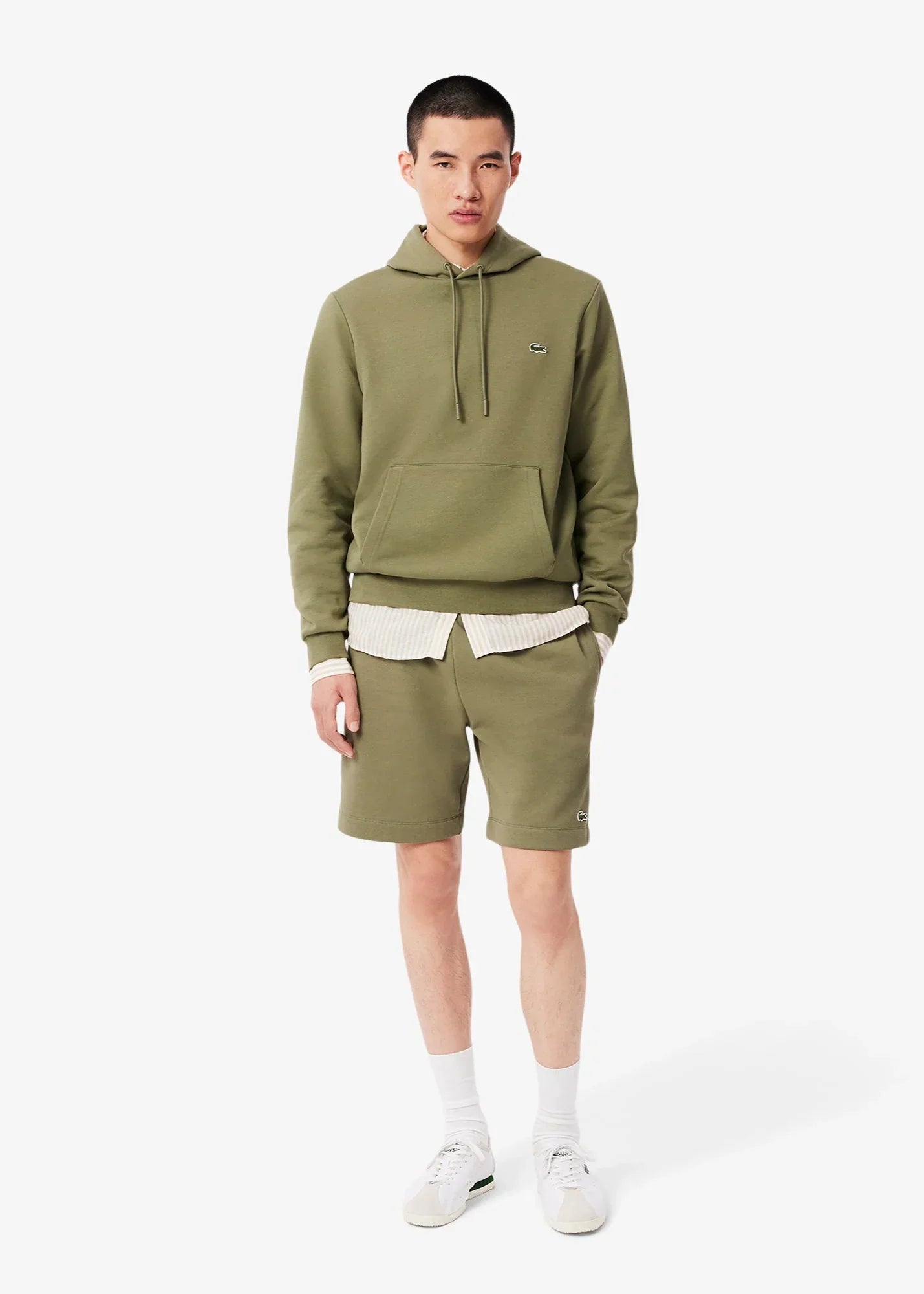 Short Lacoste kaki en molleton