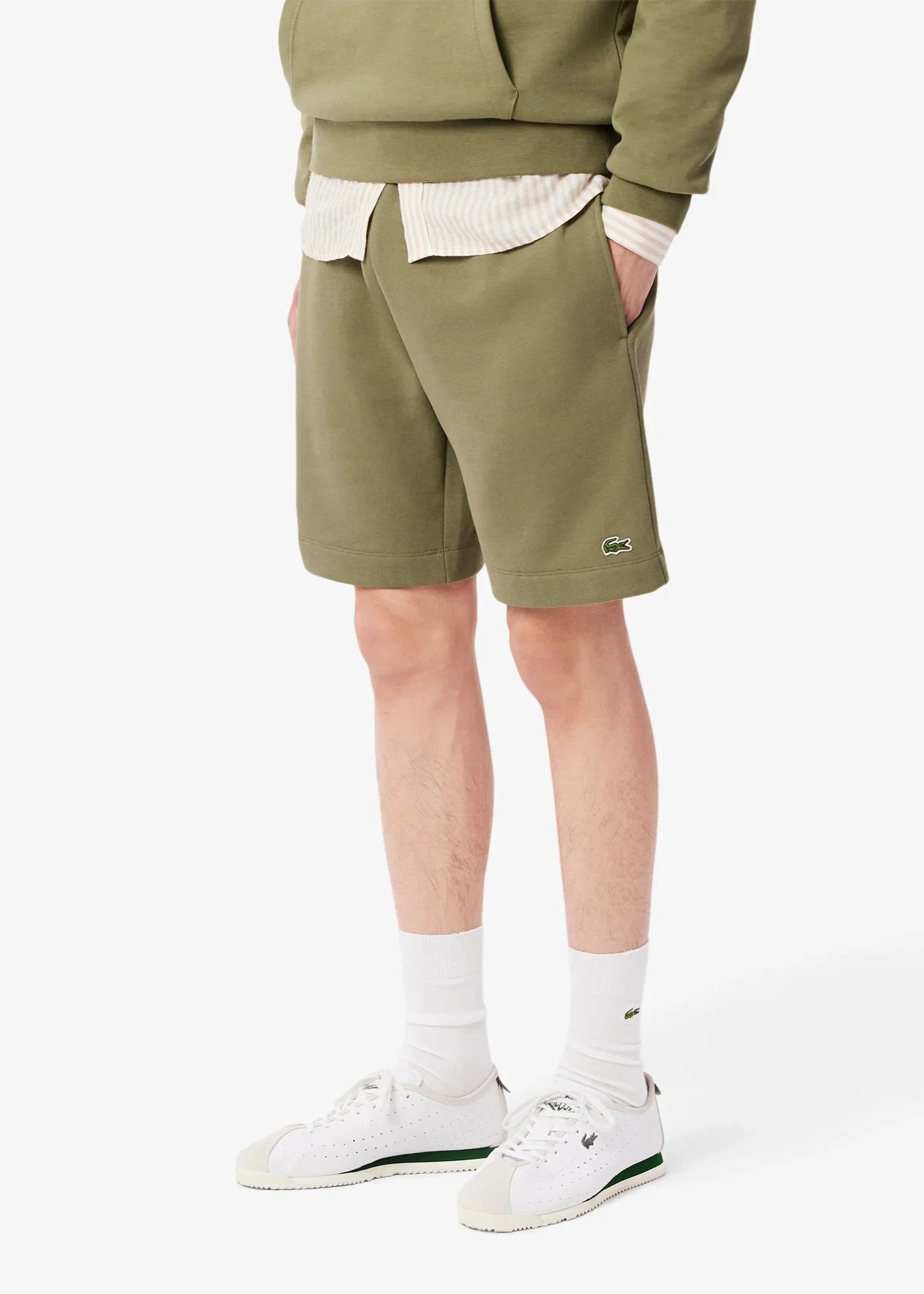 Short Lacoste kaki en molleton
