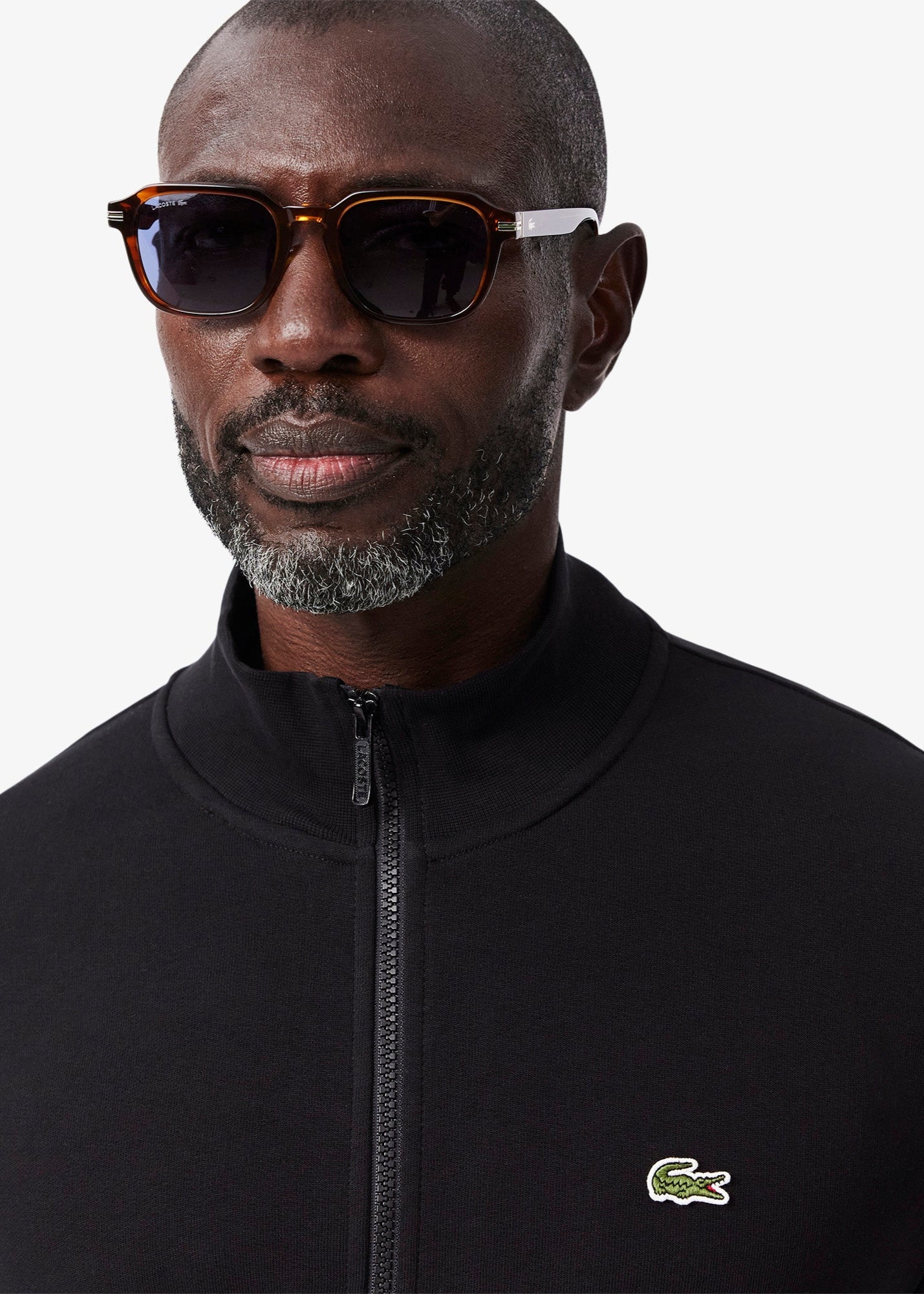 Sweat zippé avec col Lacoste noir