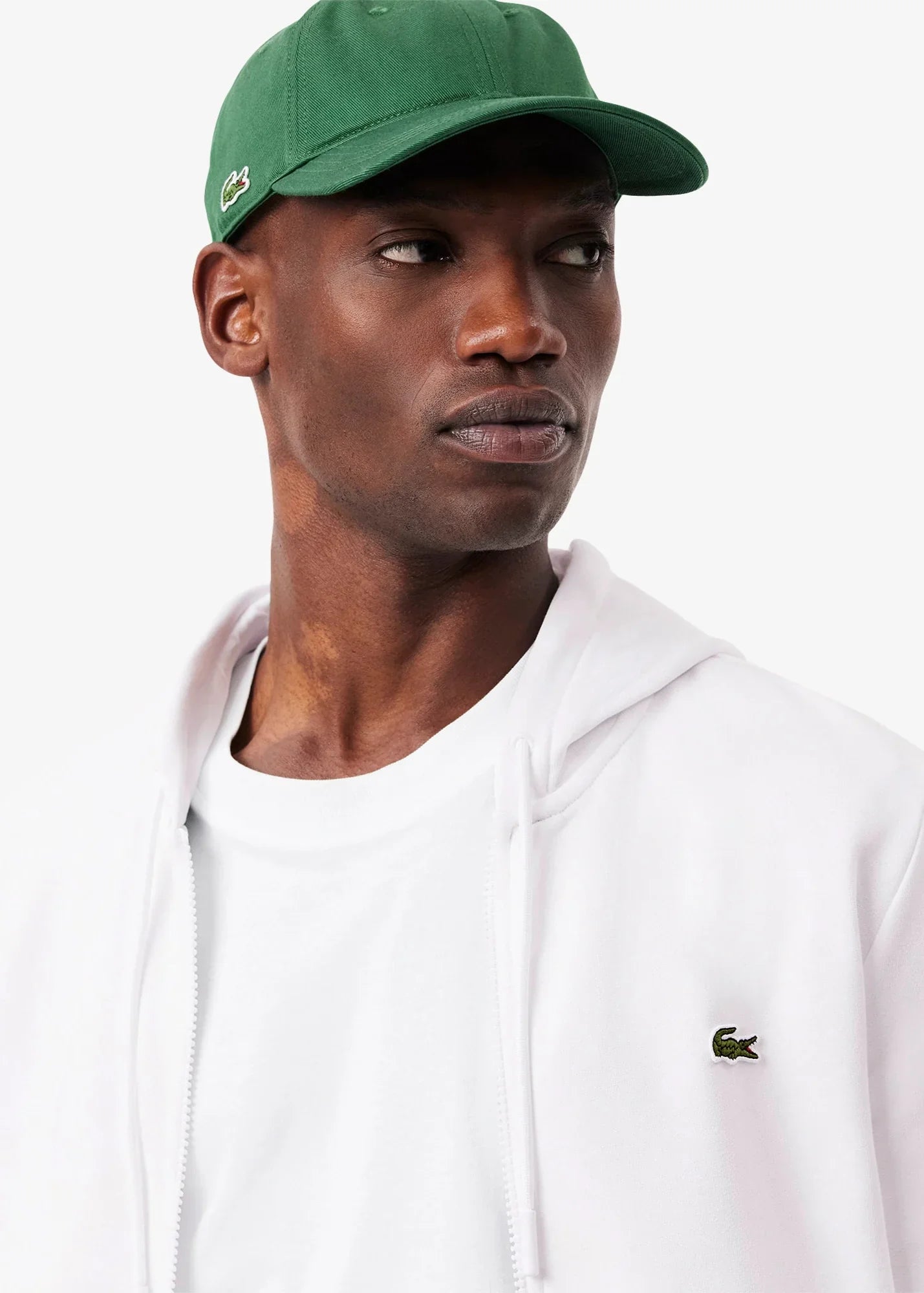 Sweat zippé à capuche Lacoste blanc
