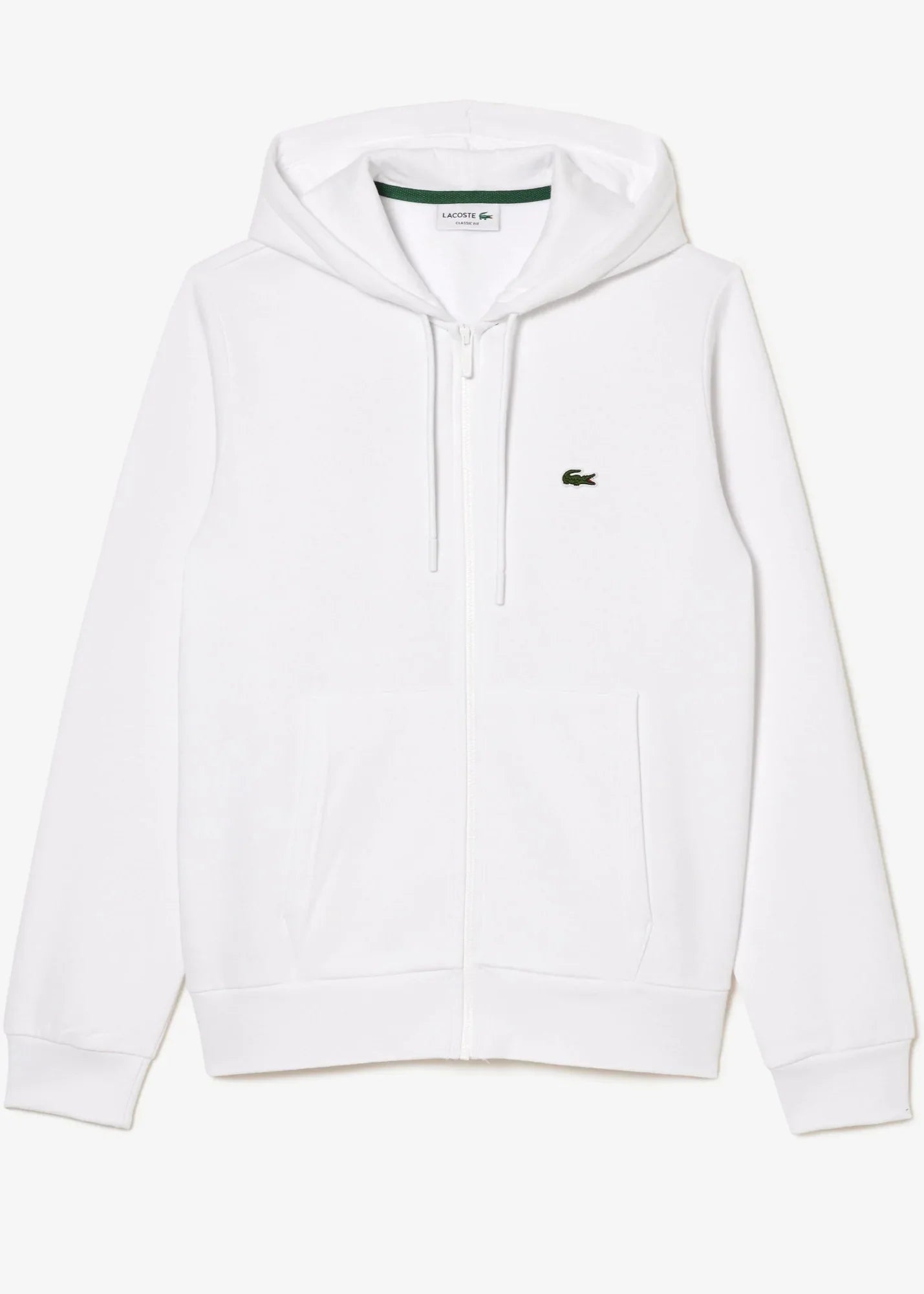 Sweat zippé à capuche Lacoste blanc