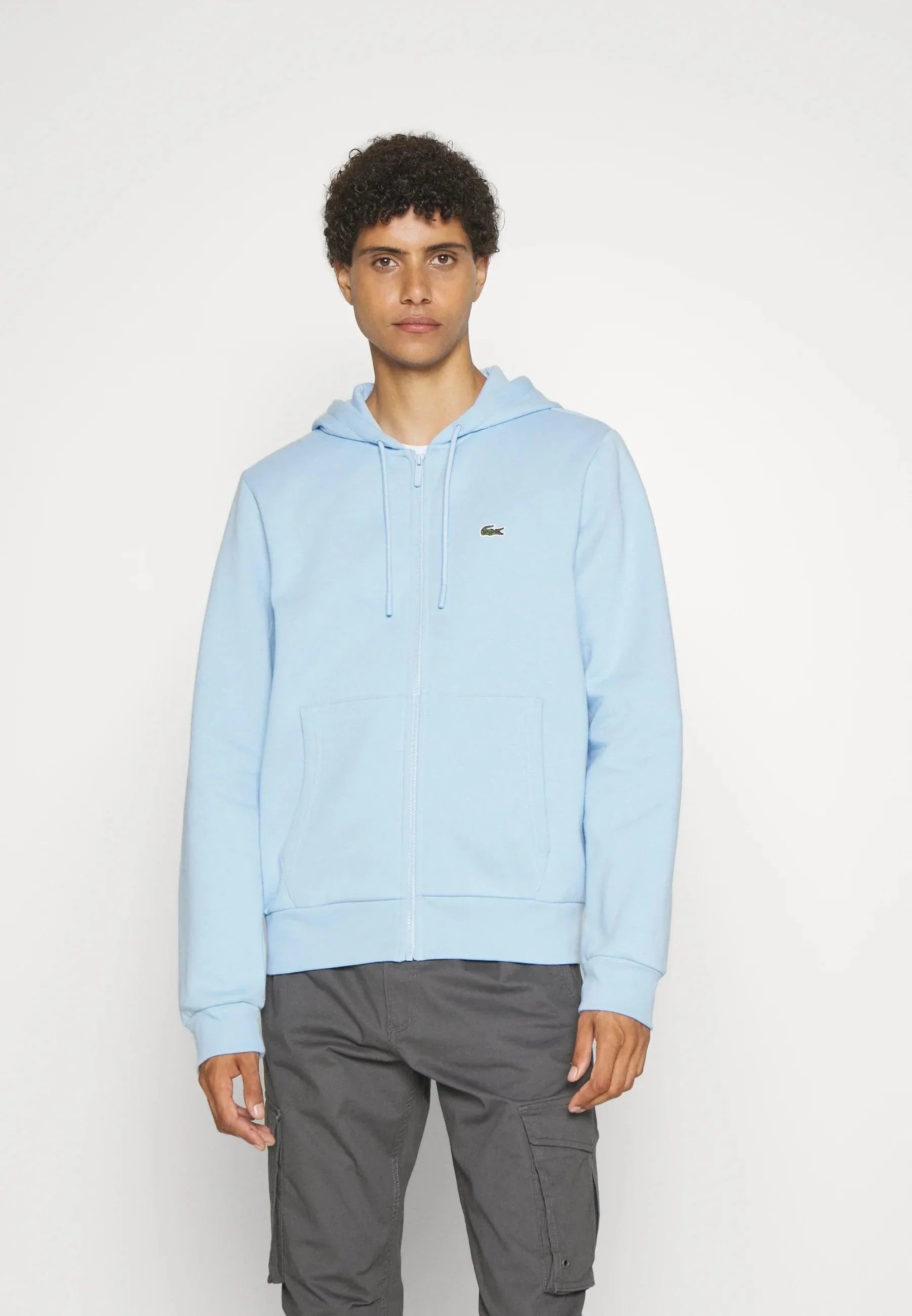 Sweat zippé à capuche Lacoste bleu clair