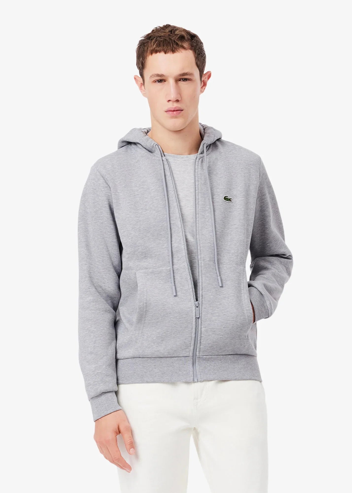 Sweat zippé à capuche Lacoste gris