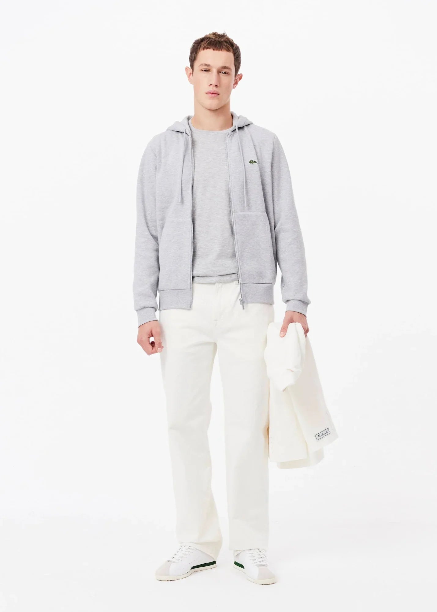 Sweat zippé à capuche Lacoste gris