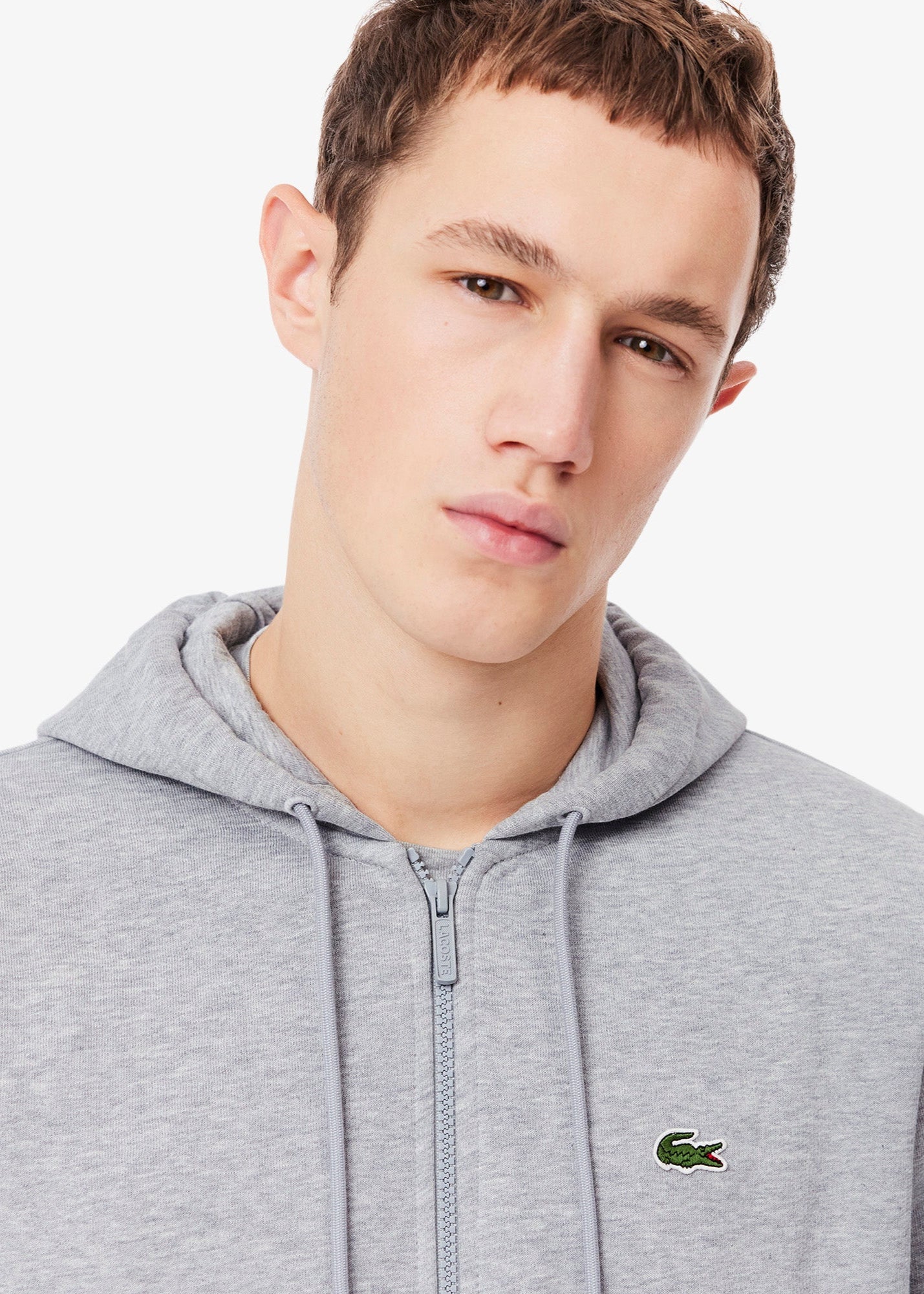 Sweat zippé à capuche Lacoste gris