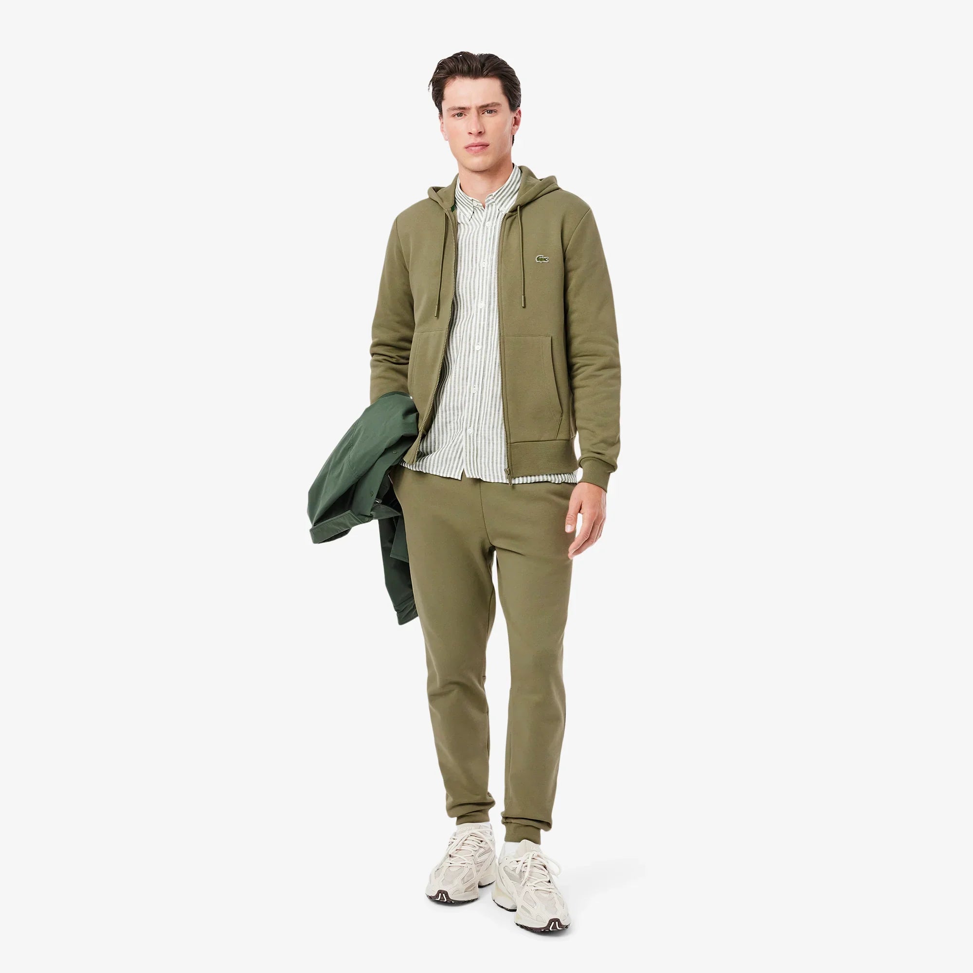 Sweat zippé à capuche Lacoste kaki