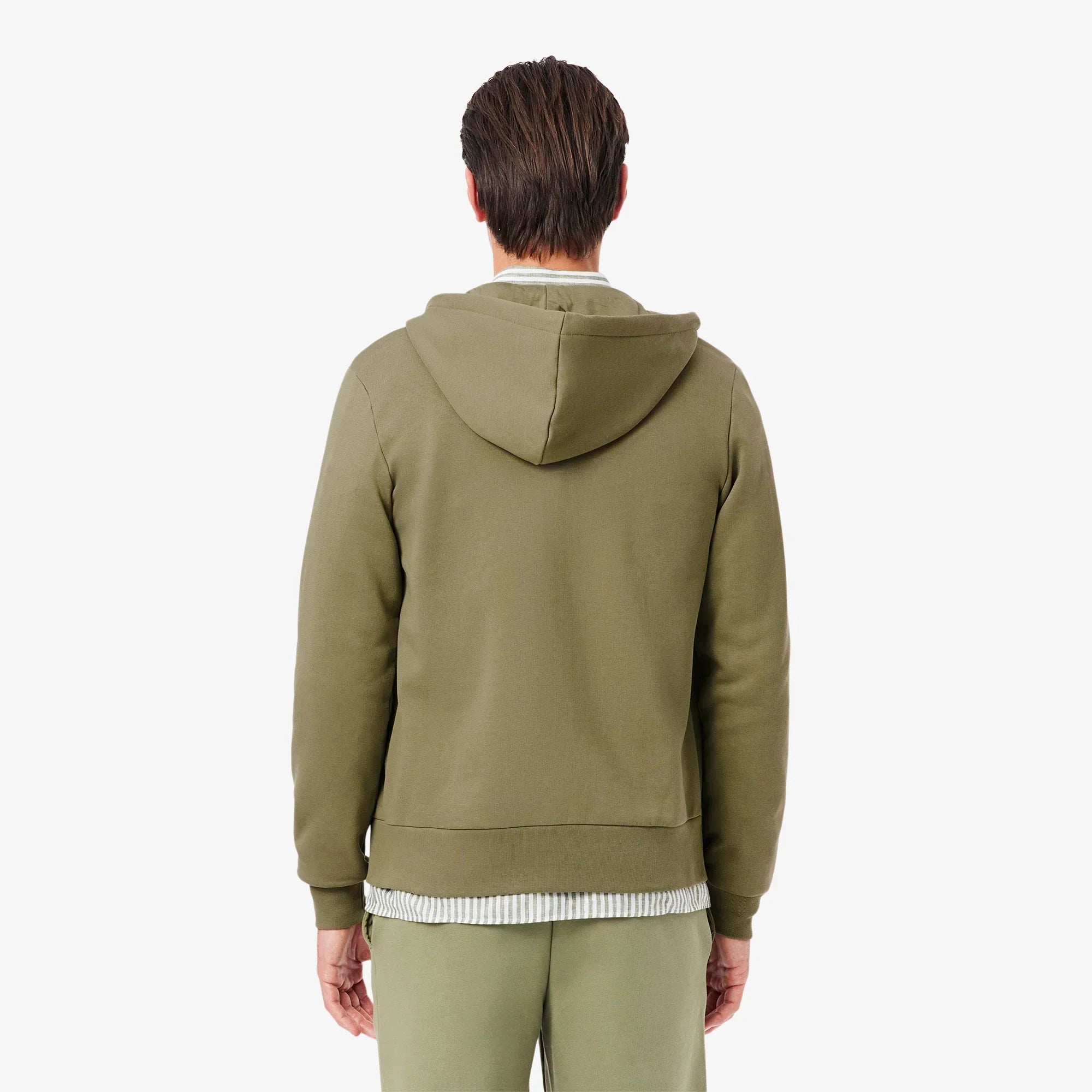 Sweat zippé à capuche Lacoste kaki