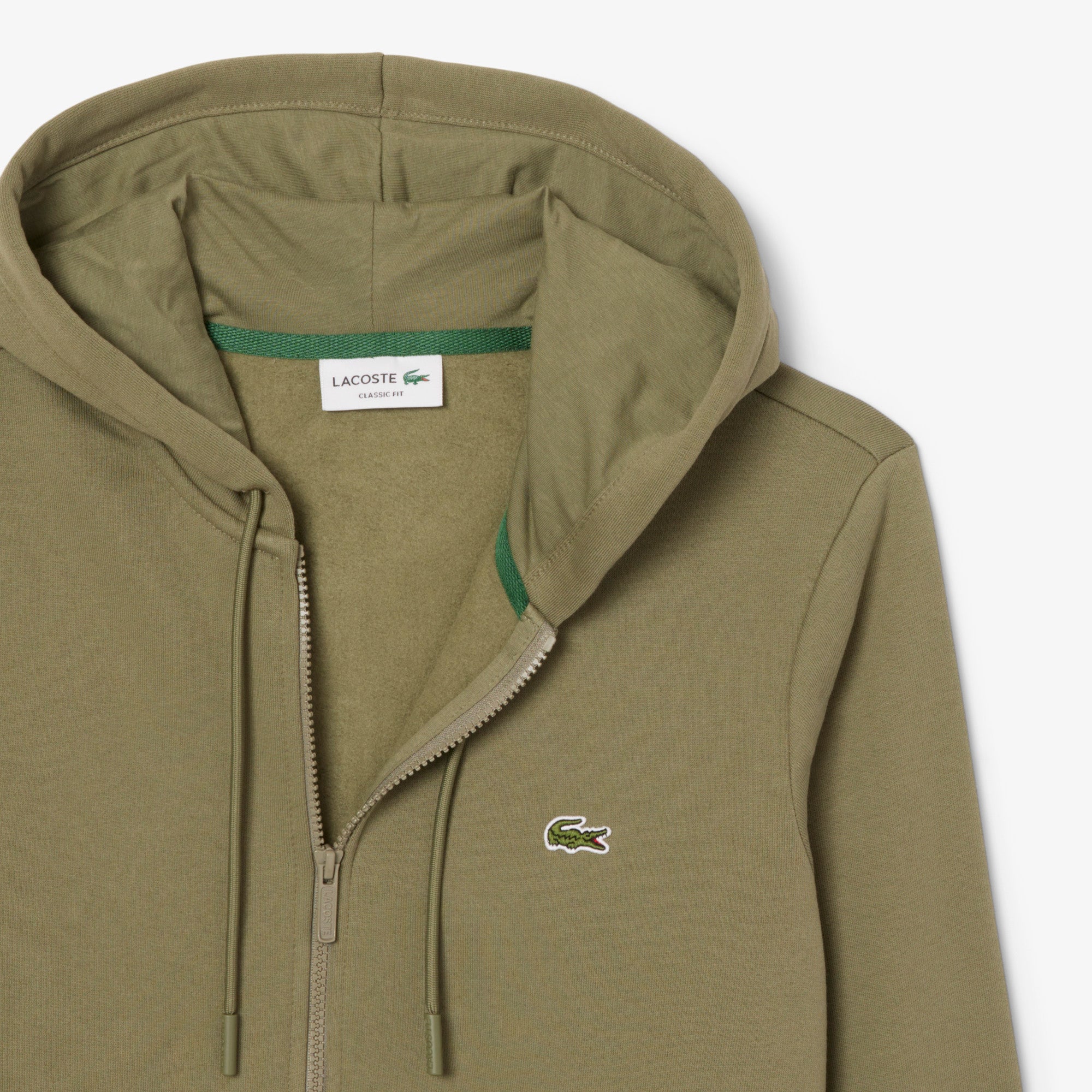 Sweat zippé à capuche Lacoste kaki