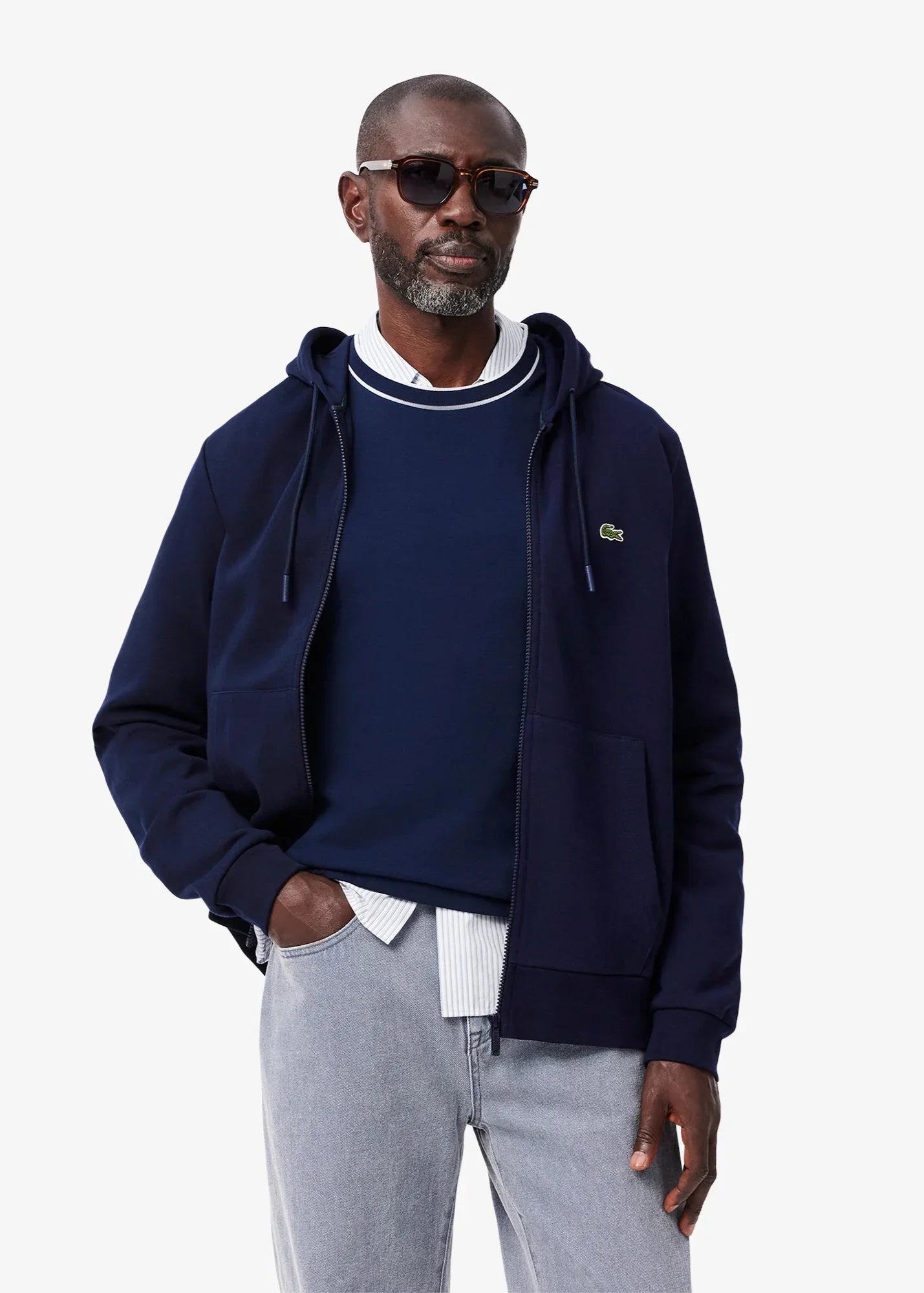 Sweat zippé à capuche Lacoste marine