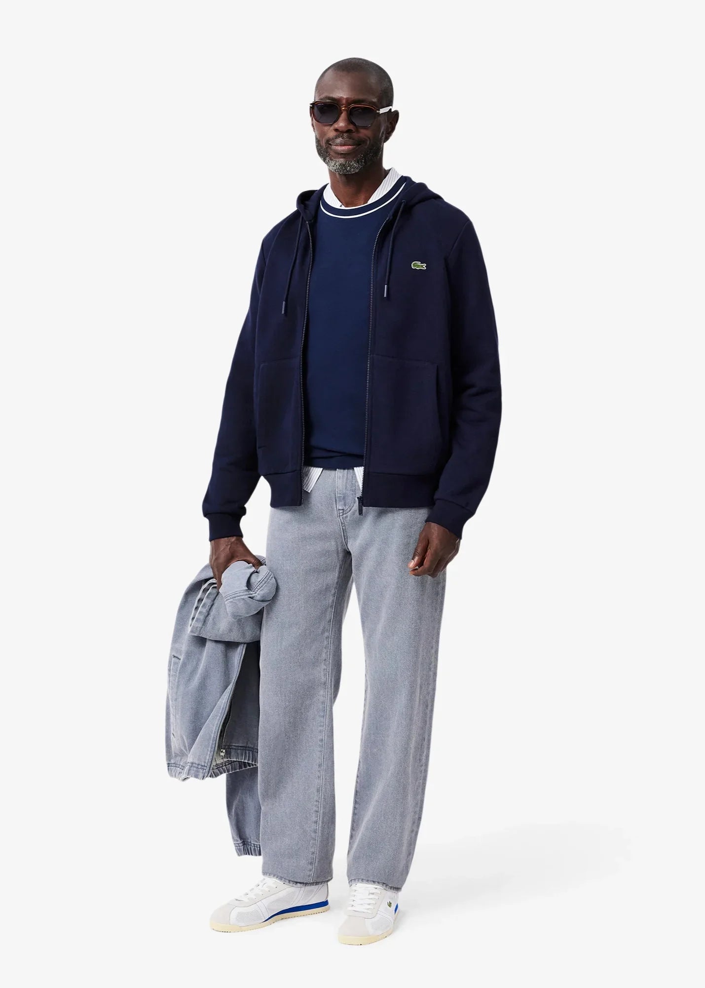 Sweat zippé à capuche Lacoste marine