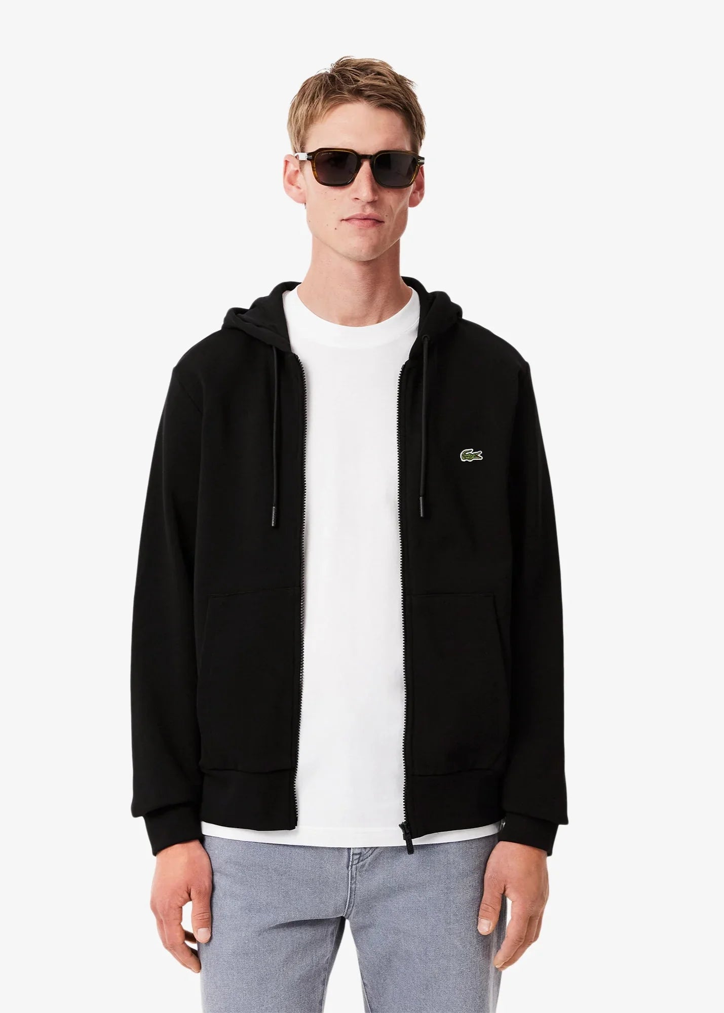 Sweat zippé à capuche Lacoste noir