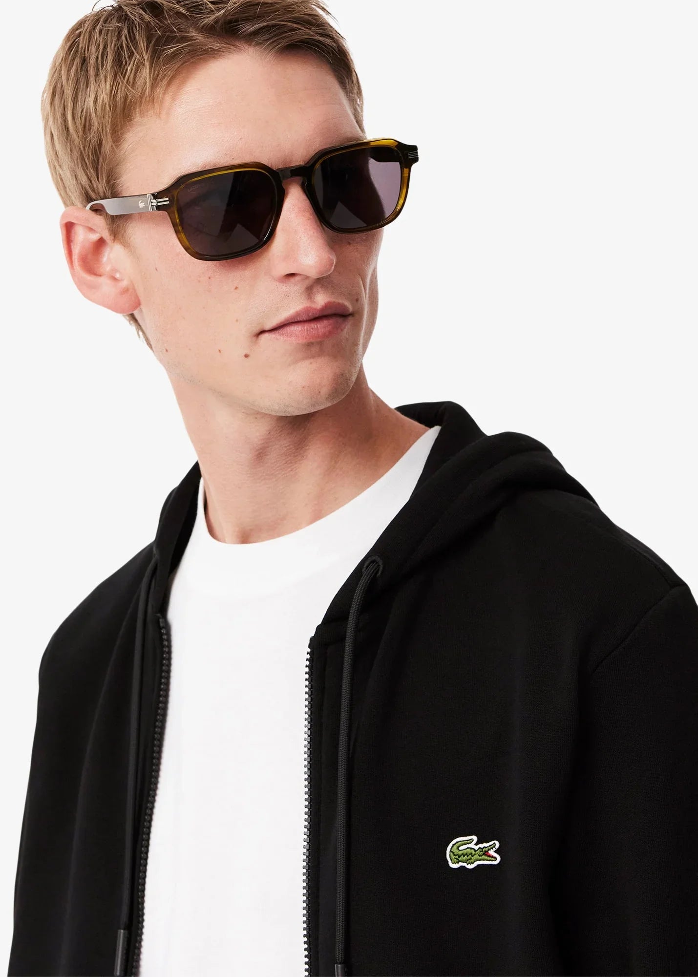 Sweat zippé à capuche Lacoste noir