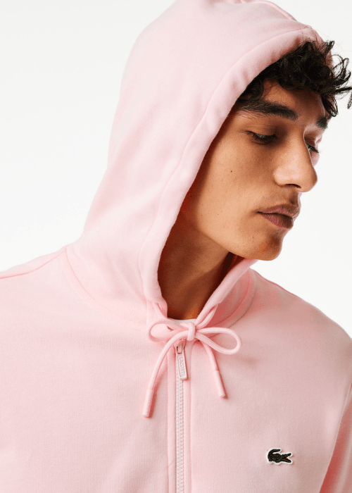 Sweat zippé à capuche Lacoste rose