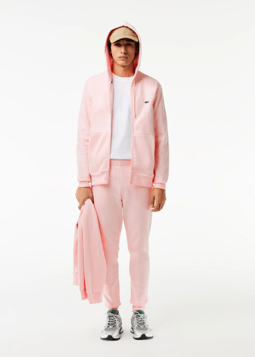 Sweat zippé à capuche Lacoste rose