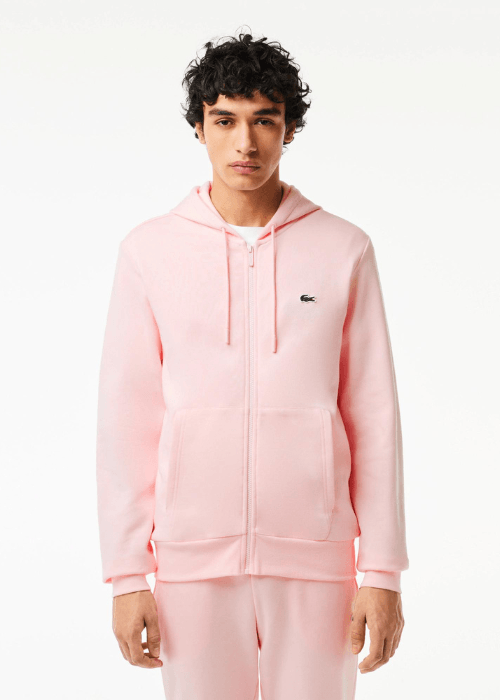 Sweat zippé à capuche Lacoste rose