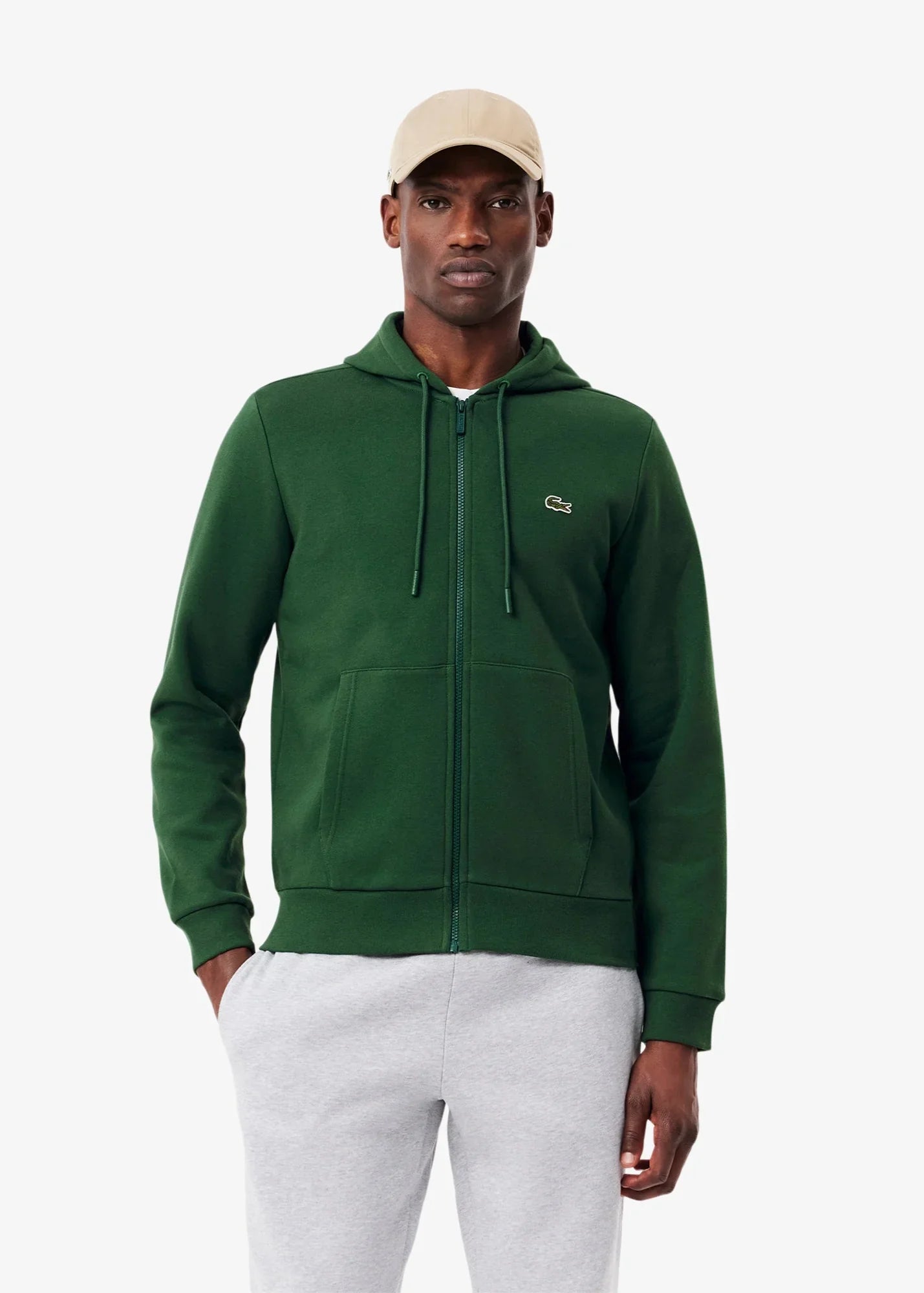 Sweat zippé à capuche Lacoste vert
