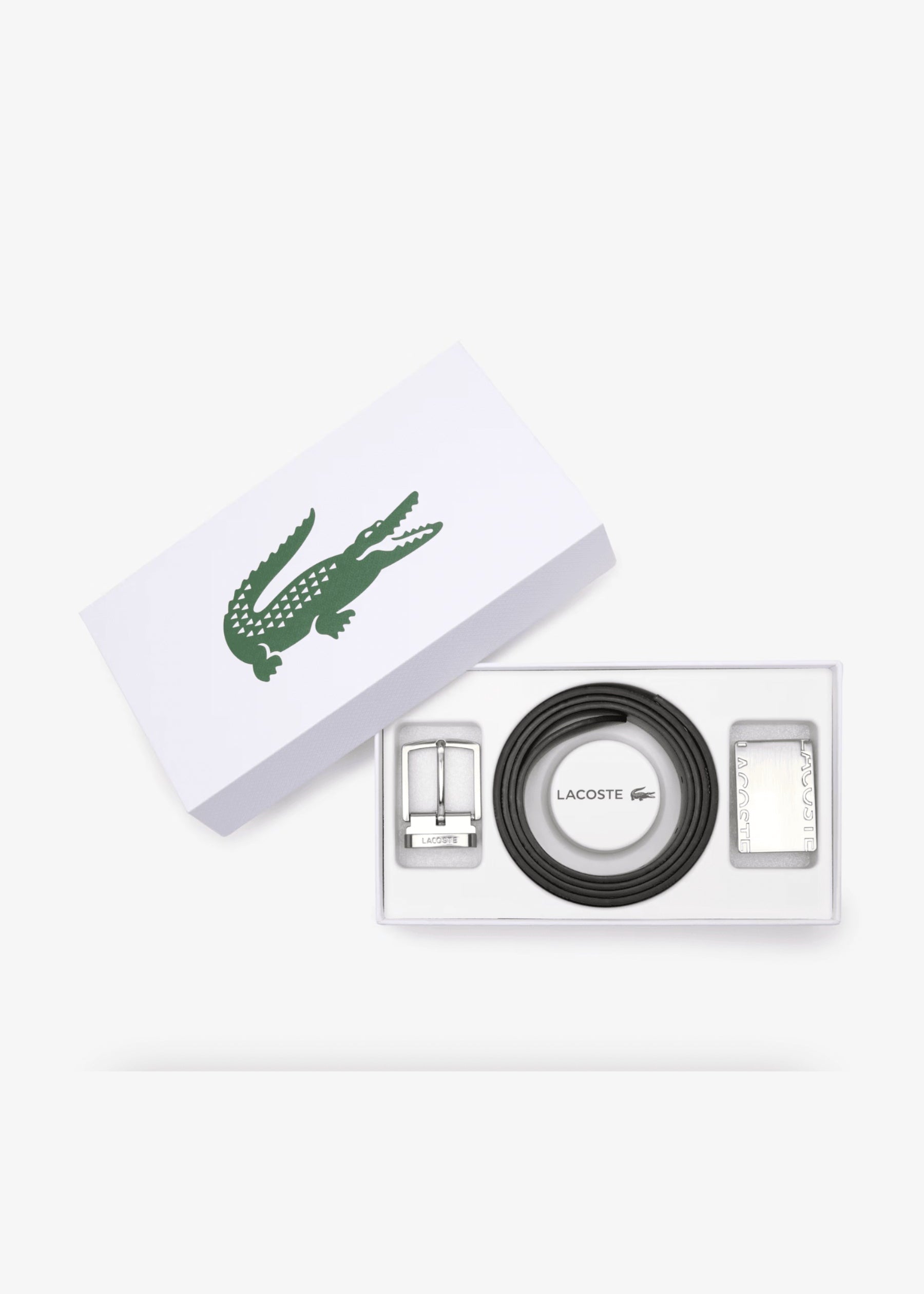Coffret ceinture interchangeable Lacoste noir en cuir