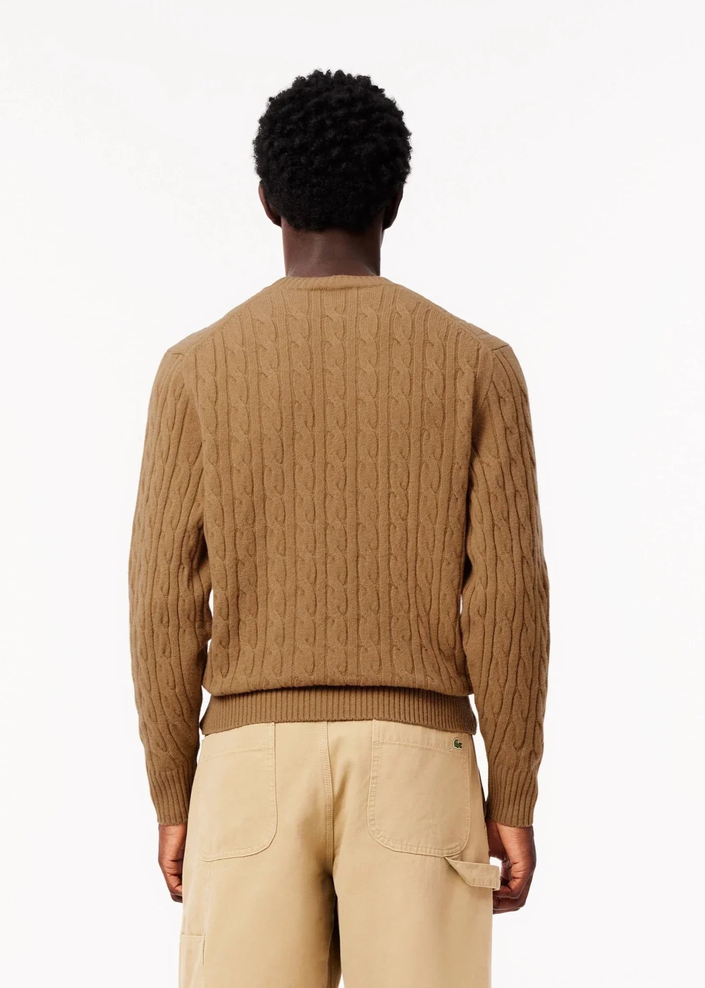 Pull torsadé Lacoste beige en laine