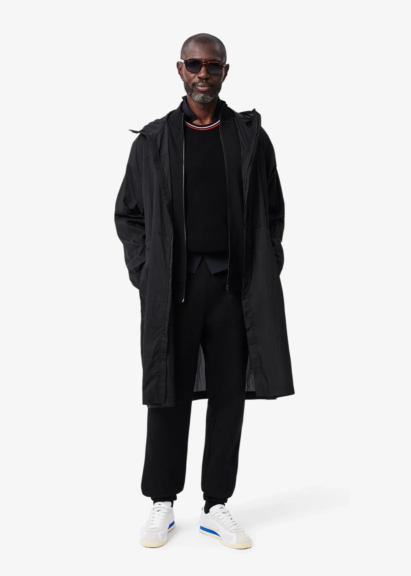 Sweat zippé avec col Lacoste noir